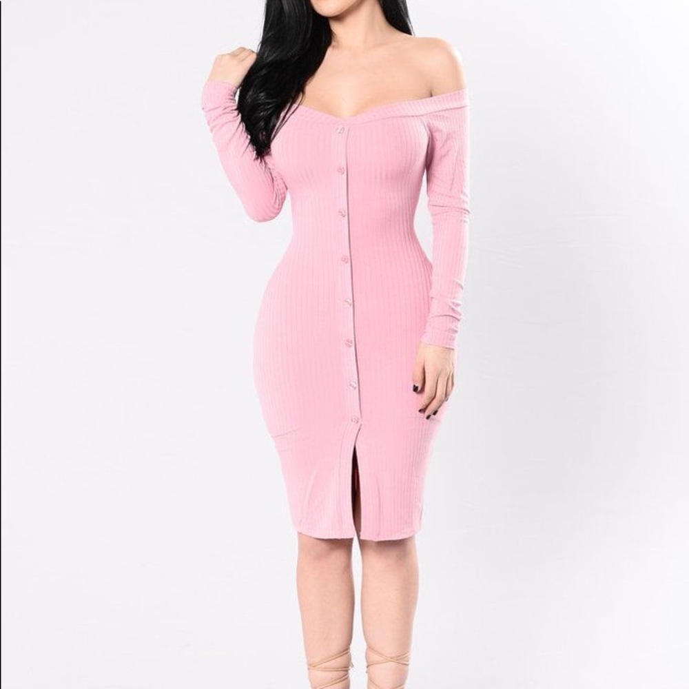 Off the shoulder soft pink dress